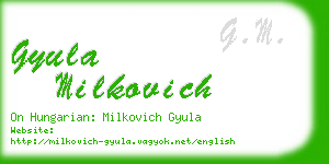gyula milkovich business card